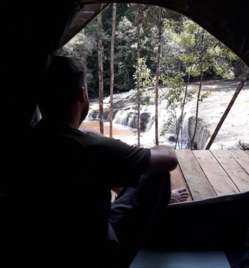 Adventure Alternative Borneo Radak Jungle waterfall tent view